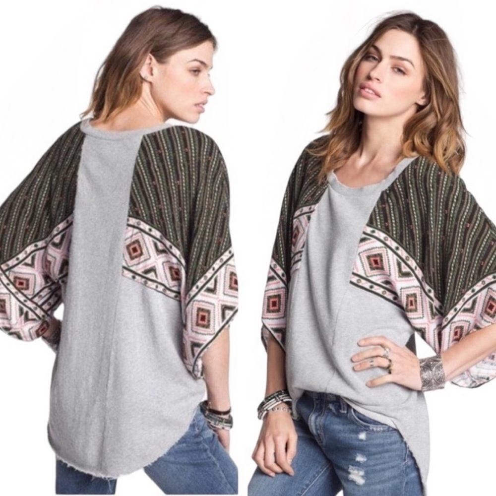 Free People Festival Mixed Media Aztec Top